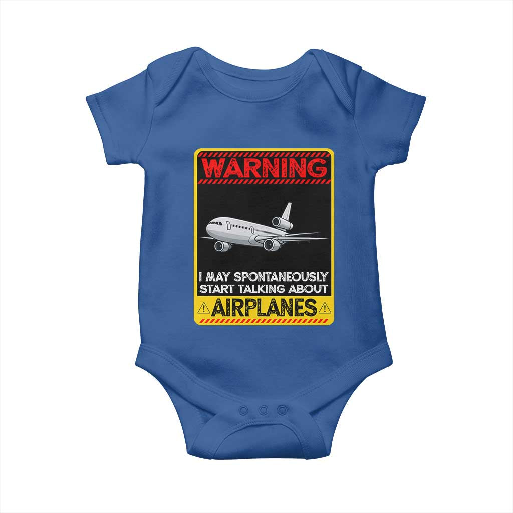 Funny Pilot Baby Onesie Warning May Spontaneously Talk About Airplanes - Wonder Print Shop