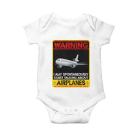Funny Pilot Baby Onesie Warning May Spontaneously Talk About Airplanes - Wonder Print Shop