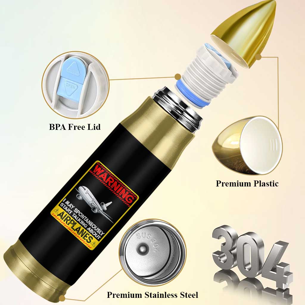Funny Pilot Bullet Tumbler Warning May Spontaneously Talk About Airplanes - Wonder Print Shop