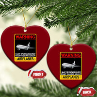 Funny Pilot Ceramic Ornament Warning May Spontaneously Talk About Airplanes - Wonder Print Shop
