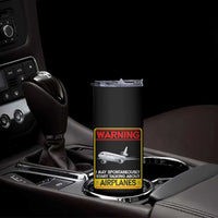 Funny Pilot Skinny Tumbler Warning May Spontaneously Talk About Airplanes - Wonder Print Shop