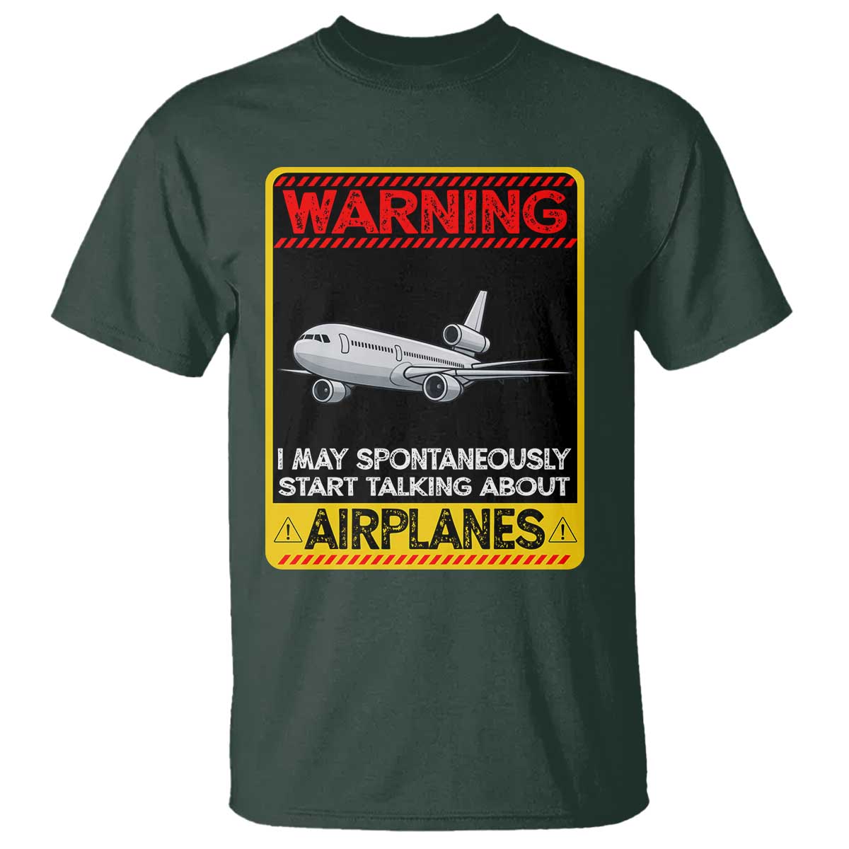 Funny Pilot T Shirt Warning May Spontaneously Talk About Airplanes - Wonder Print Shop