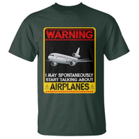 Funny Pilot T Shirt Warning May Spontaneously Talk About Airplanes - Wonder Print Shop
