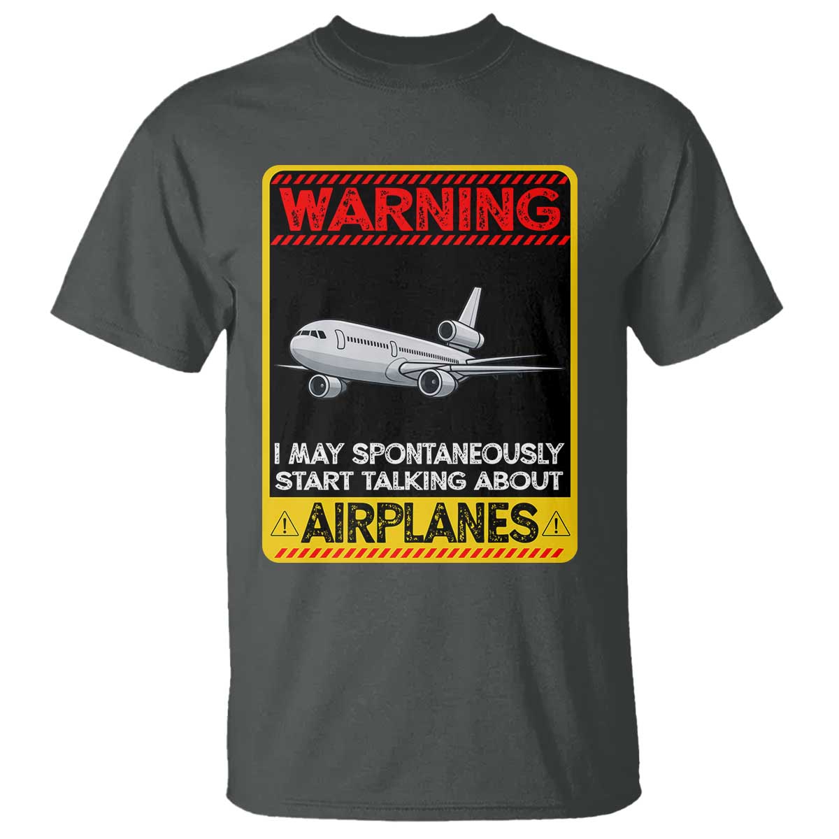 Funny Pilot T Shirt Warning May Spontaneously Talk About Airplanes - Wonder Print Shop