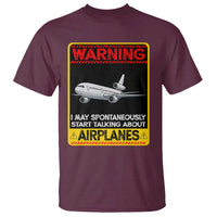 Funny Pilot T Shirt Warning May Spontaneously Talk About Airplanes - Wonder Print Shop