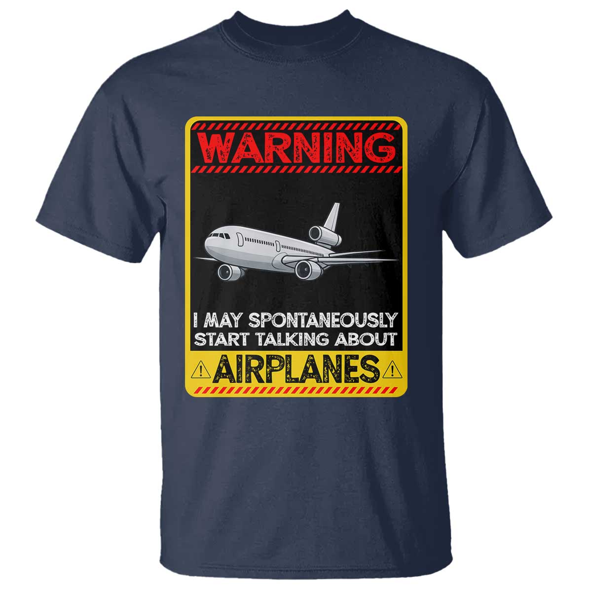 Funny Pilot T Shirt Warning May Spontaneously Talk About Airplanes - Wonder Print Shop