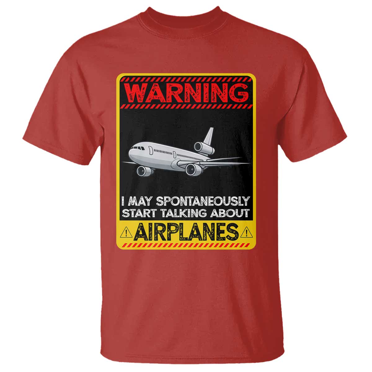 Funny Pilot T Shirt Warning May Spontaneously Talk About Airplanes - Wonder Print Shop