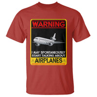 Funny Pilot T Shirt Warning May Spontaneously Talk About Airplanes - Wonder Print Shop