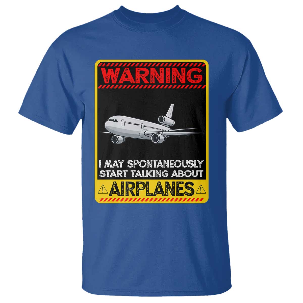 Funny Pilot T Shirt Warning May Spontaneously Talk About Airplanes - Wonder Print Shop
