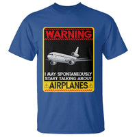 Funny Pilot T Shirt Warning May Spontaneously Talk About Airplanes - Wonder Print Shop