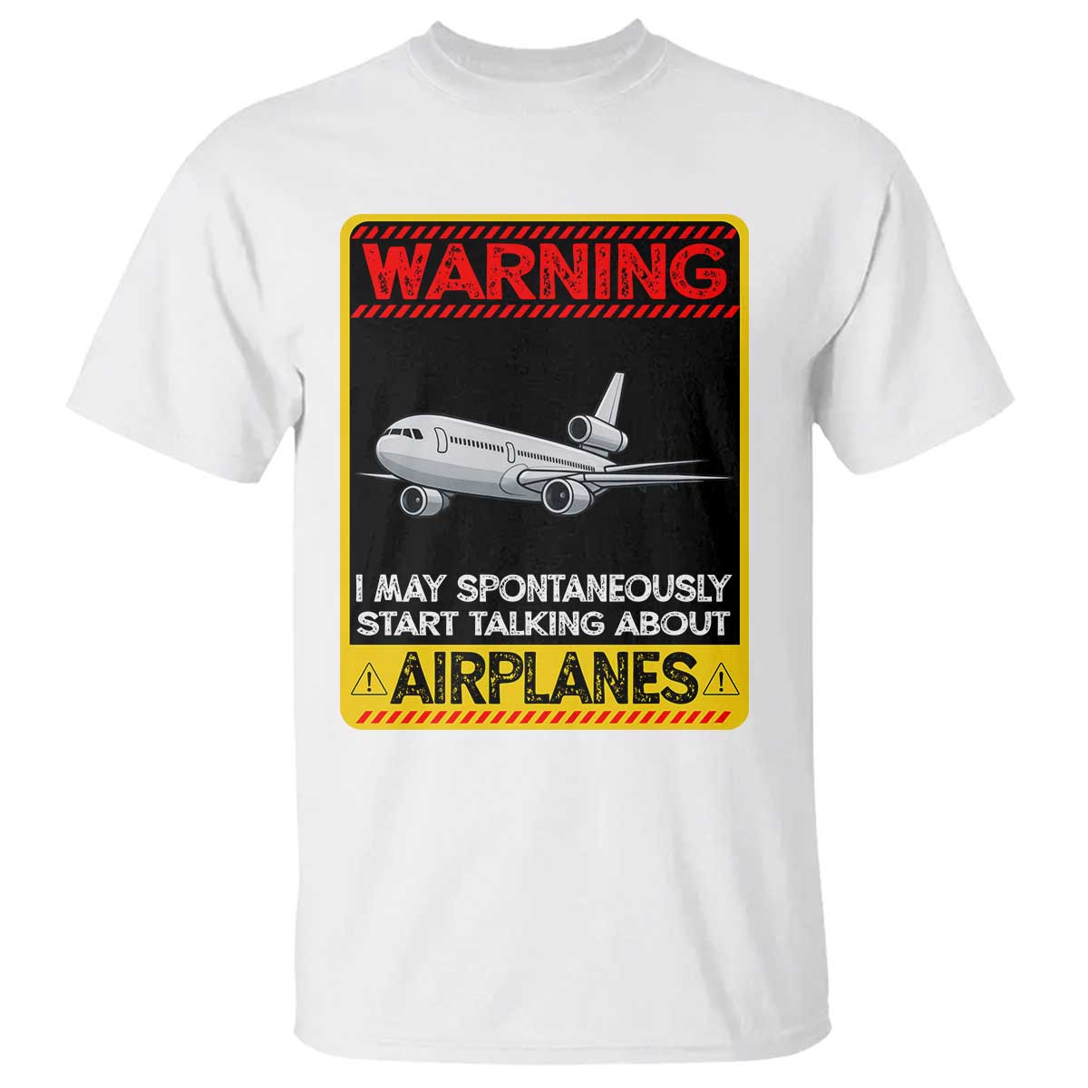Funny Pilot T Shirt Warning May Spontaneously Talk About Airplanes - Wonder Print Shop