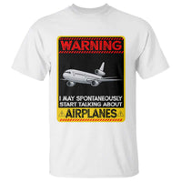 Funny Pilot T Shirt Warning May Spontaneously Talk About Airplanes - Wonder Print Shop