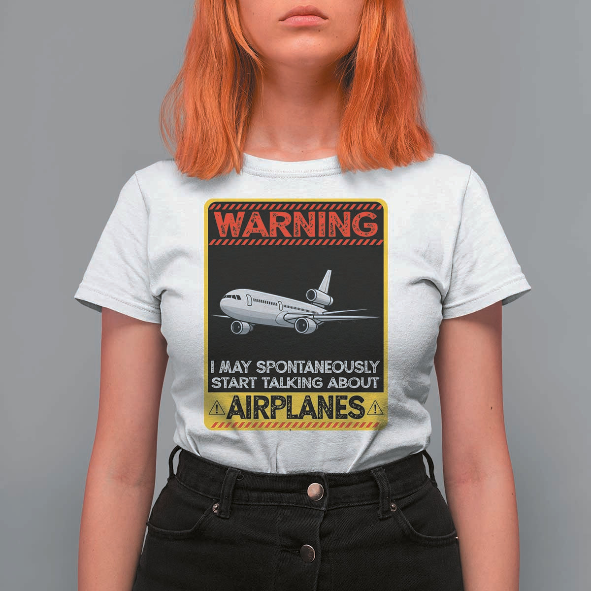 Funny Pilot T Shirt For Women Warning May Spontaneously Talk About Airplanes - Wonder Print Shop