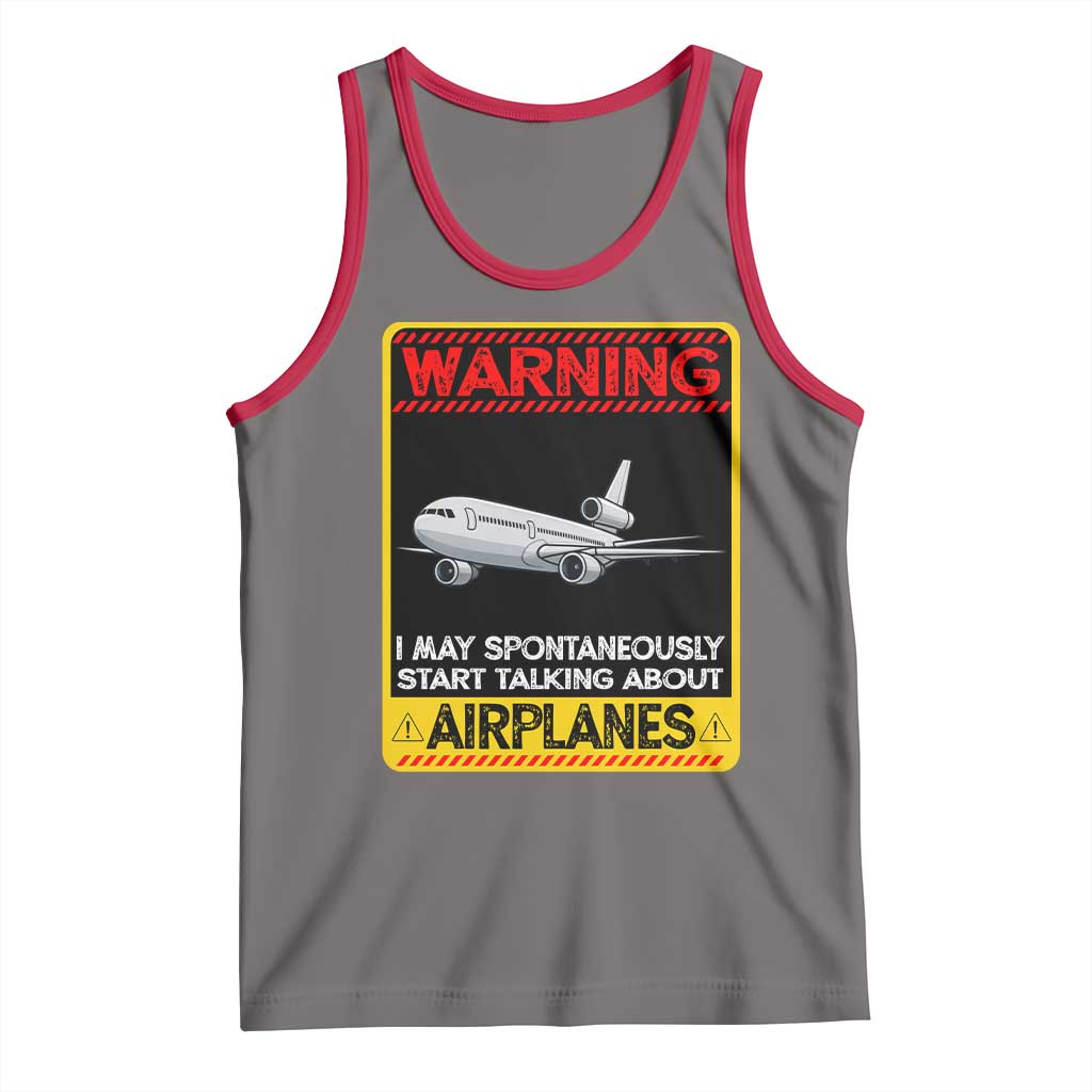 Funny Pilot Tank Top Warning May Spontaneously Talk About Airplanes - Wonder Print Shop