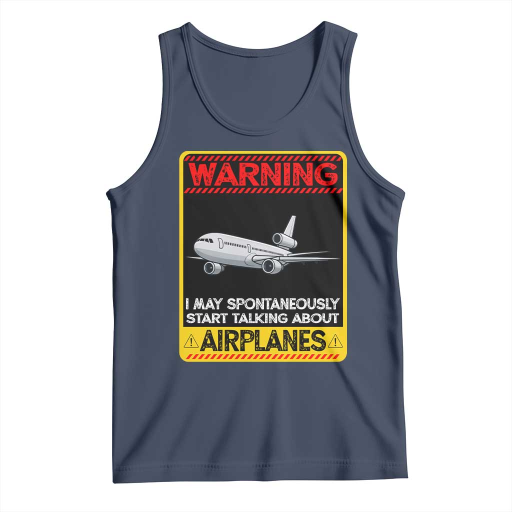 Funny Pilot Tank Top Warning May Spontaneously Talk About Airplanes - Wonder Print Shop