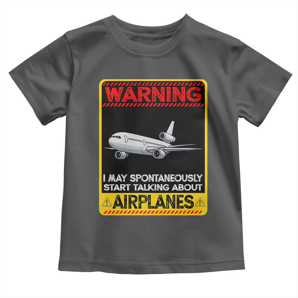 Funny Pilot Toddler T Shirt Warning May Spontaneously Talk About Airplanes - Wonder Print Shop