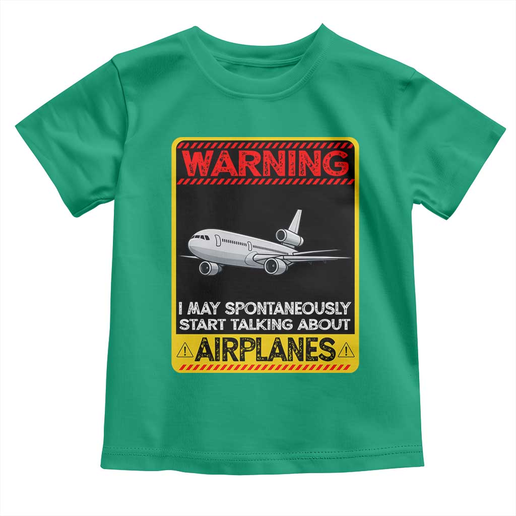 Funny Pilot Toddler T Shirt Warning May Spontaneously Talk About Airplanes - Wonder Print Shop