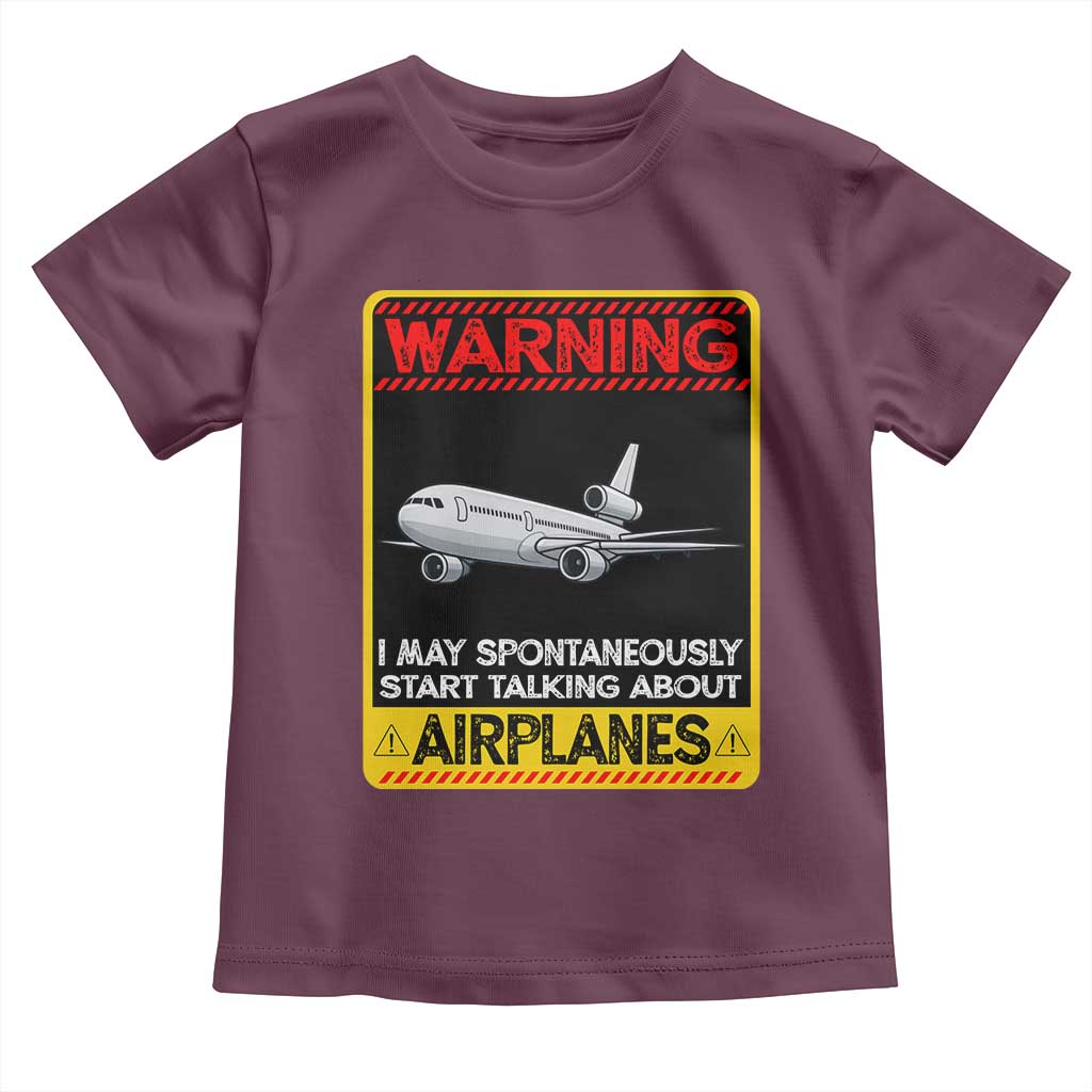 Funny Pilot Toddler T Shirt Warning May Spontaneously Talk About Airplanes - Wonder Print Shop