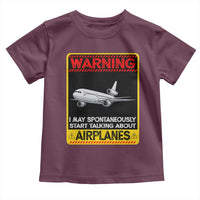 Funny Pilot Toddler T Shirt Warning May Spontaneously Talk About Airplanes - Wonder Print Shop