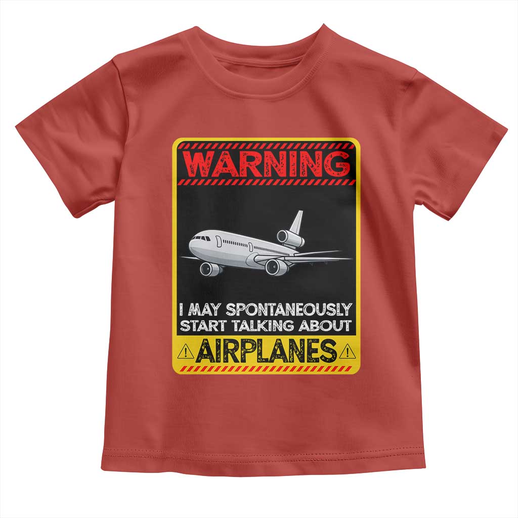 Funny Pilot Toddler T Shirt Warning May Spontaneously Talk About Airplanes - Wonder Print Shop