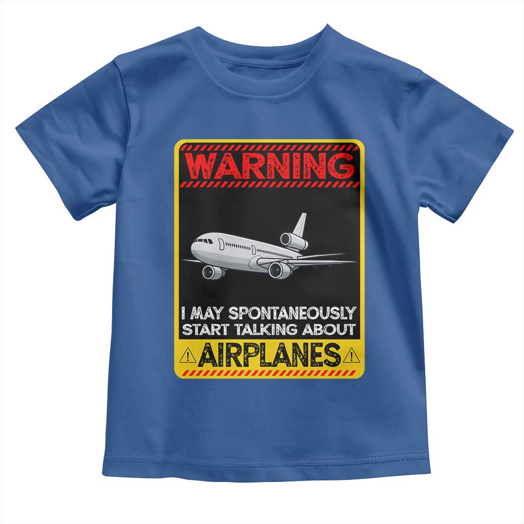 Funny Pilot Toddler T Shirt Warning May Spontaneously Talk About Airplanes - Wonder Print Shop