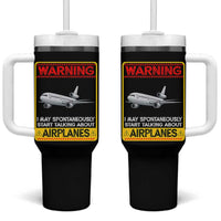 Funny Pilot Tumbler With Handle Warning May Spontaneously Talk About Airplanes - Wonder Print Shop