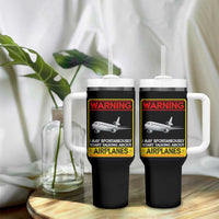 Funny Pilot Tumbler With Handle Warning May Spontaneously Talk About Airplanes - Wonder Print Shop