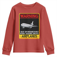 Funny Pilot Youth Sweatshirt Warning May Spontaneously Talk About Airplanes - Wonder Print Shop