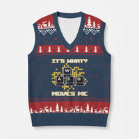 Funny PC Gamer Gaming V-Neck Knit Sweater Vest It Is What Moves Me - Wonder Print Shop