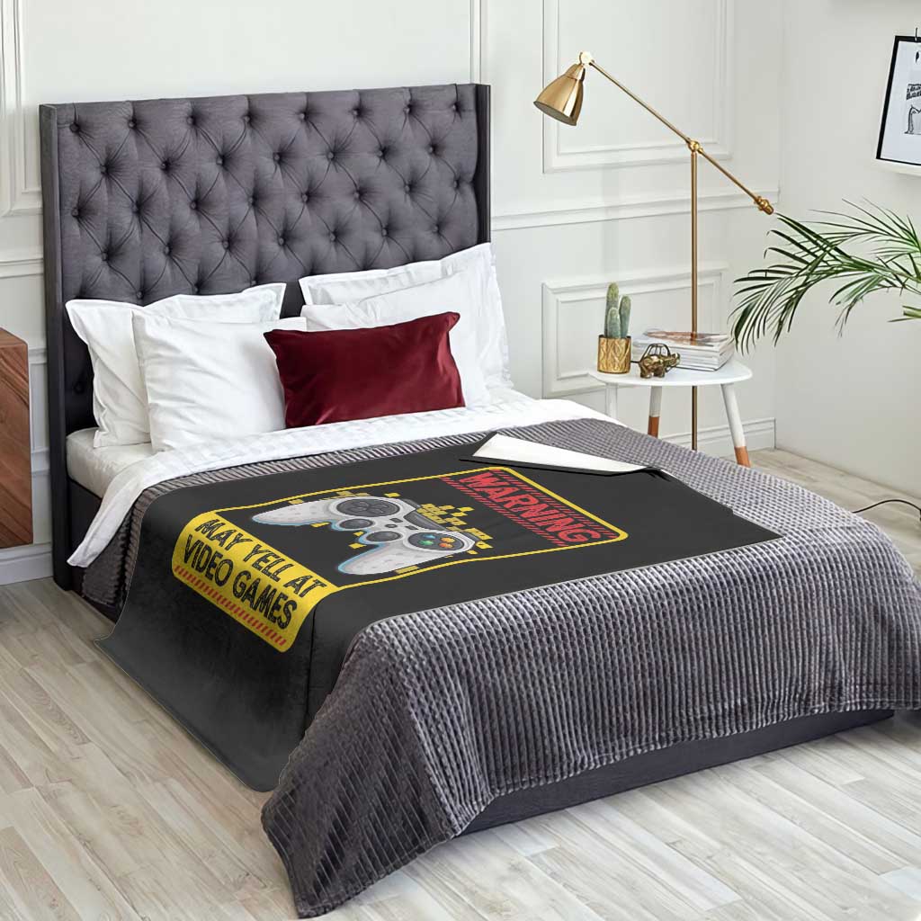Funny Video Gamer Throw Blanket Warning May Yell At Video Games - Wonder Print Shop