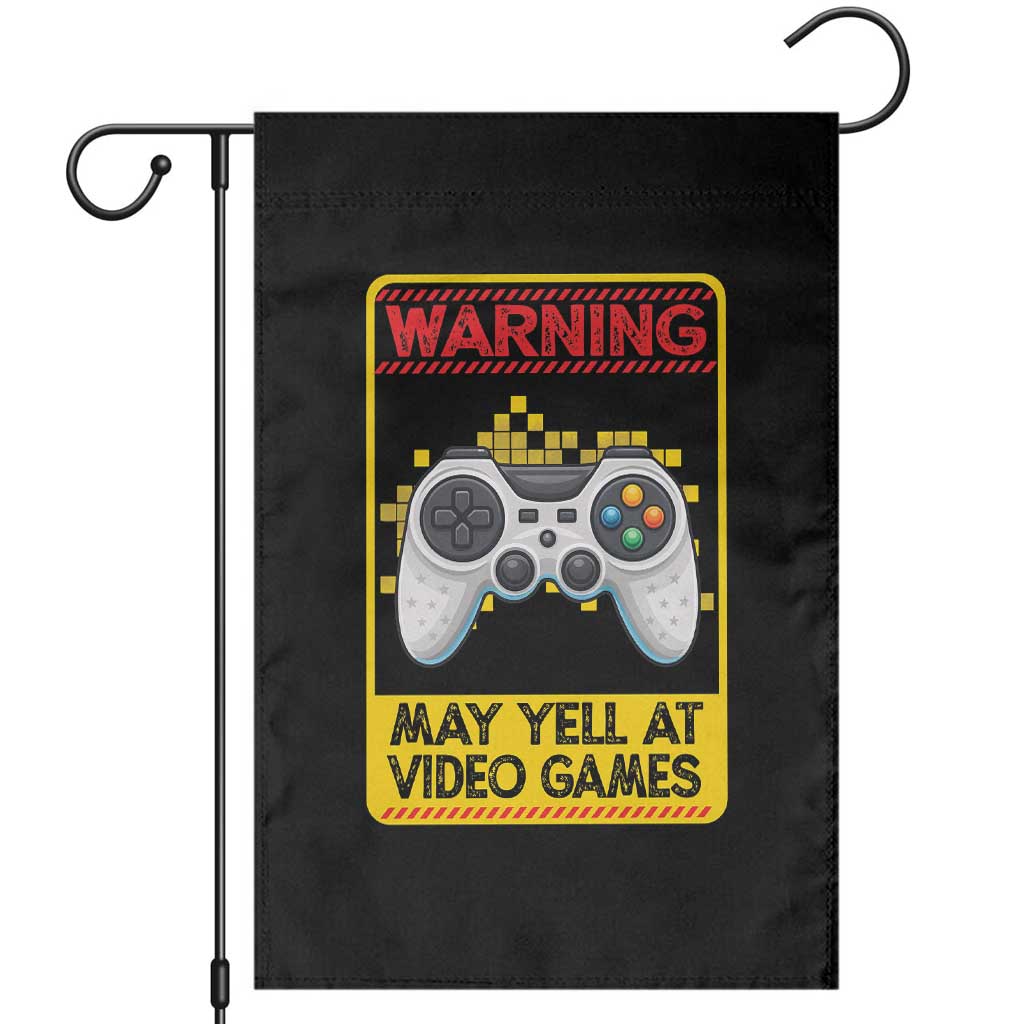 Funny Video Gamer Garden Flag Warning May Yell At Video Games - Wonder Print Shop