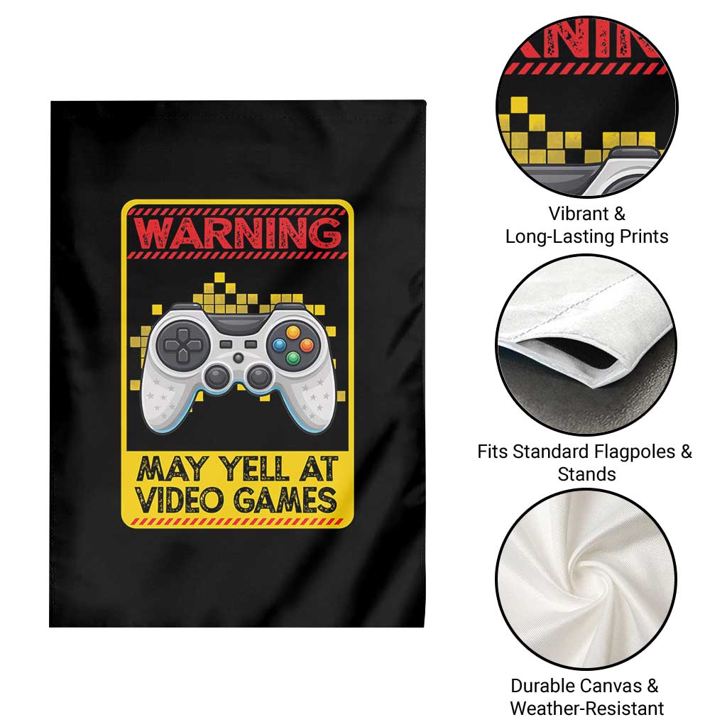 Funny Video Gamer Garden Flag Warning May Yell At Video Games - Wonder Print Shop