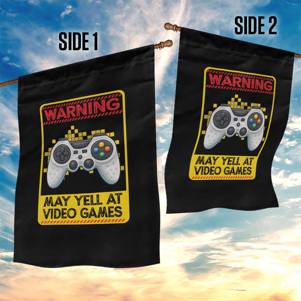 Funny Video Gamer Garden Flag Warning May Yell At Video Games - Wonder Print Shop