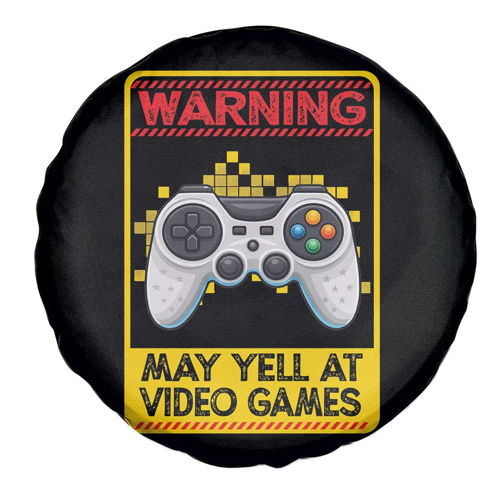 Funny Video Gamer Spare Tire Cover Warning May Yell At Video Games - Wonder Print Shop
