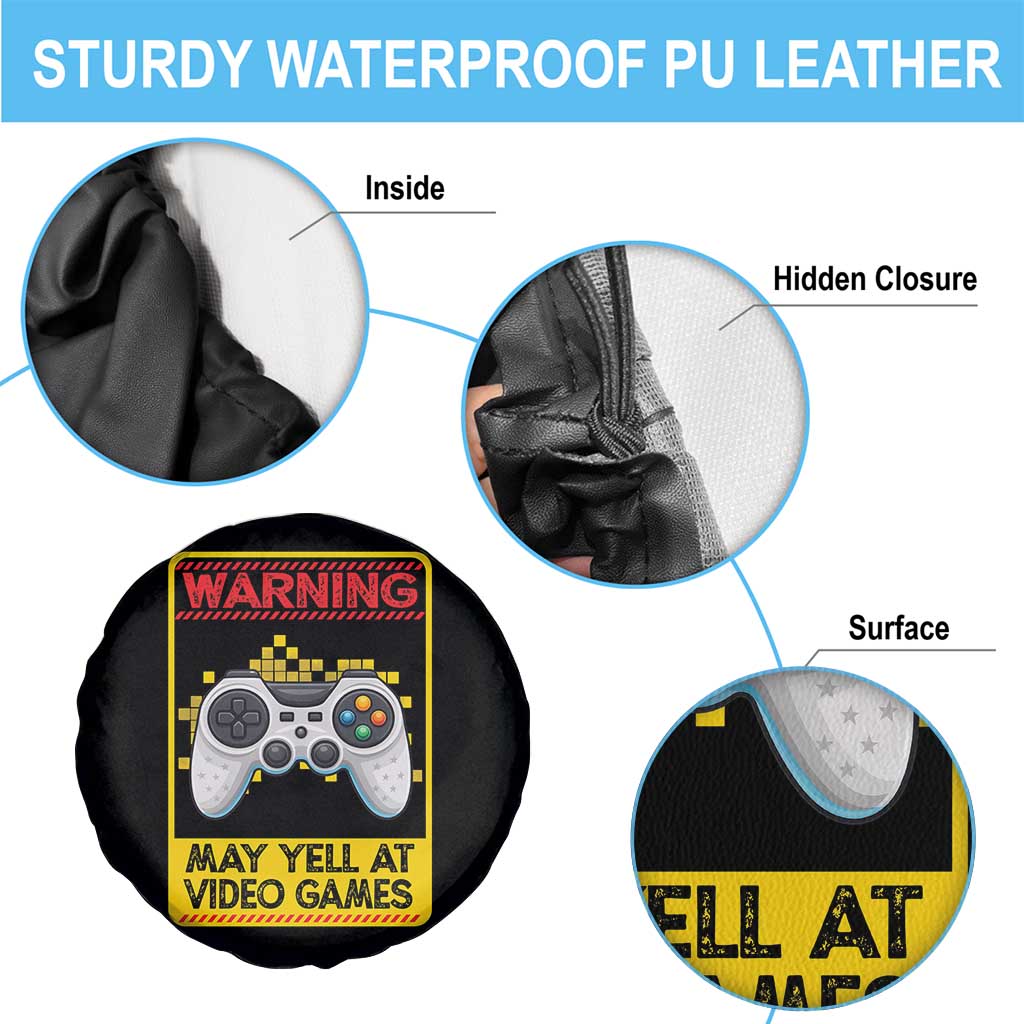 Funny Video Gamer Spare Tire Cover Warning May Yell At Video Games - Wonder Print Shop