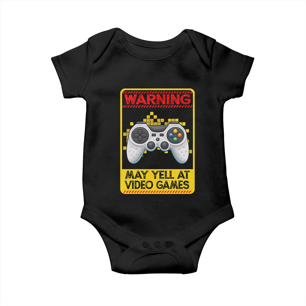 Funny Video Gamer Baby Onesie Warning May Yell At Video Games - Wonder Print Shop