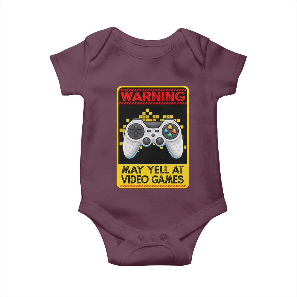 Funny Video Gamer Baby Onesie Warning May Yell At Video Games - Wonder Print Shop