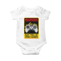 Funny Video Gamer Baby Onesie Warning May Yell At Video Games - Wonder Print Shop