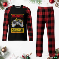 Funny Video Gamer Plaid Pajama Set Warning May Yell At Video Games - Wonder Print Shop