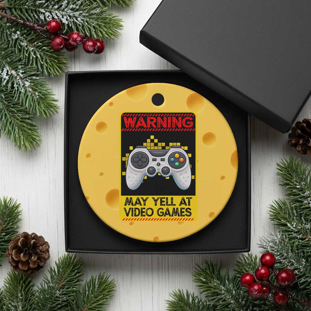 Funny Video Gamer Ceramic Ornament Warning May Yell At Video Games - Wonder Print Shop