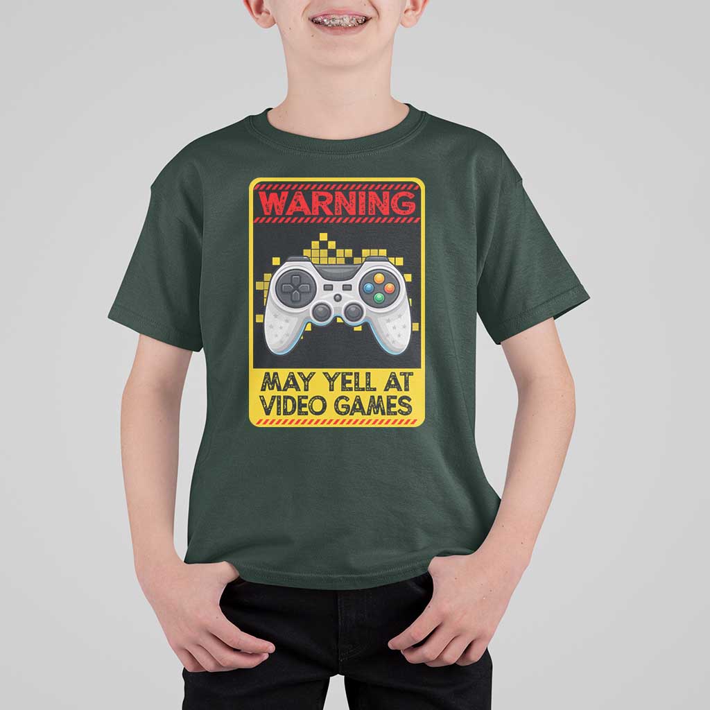Funny Video Gamer T Shirt For Kid Warning May Yell At Video Games - Wonder Print Shop