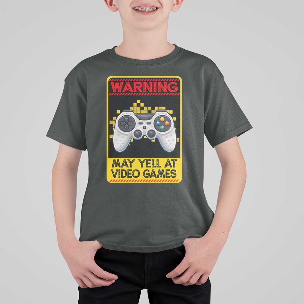 Funny Video Gamer T Shirt For Kid Warning May Yell At Video Games - Wonder Print Shop