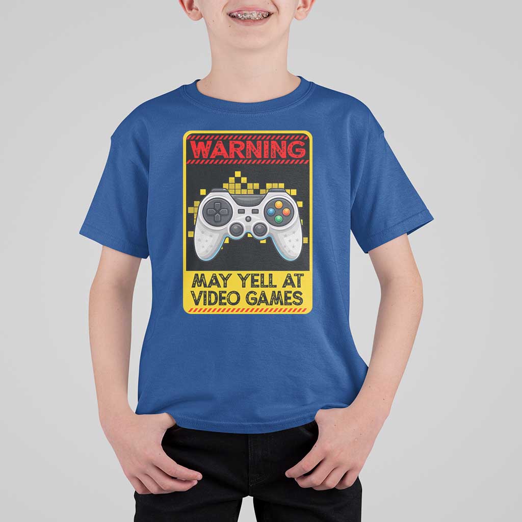 Funny Video Gamer T Shirt For Kid Warning May Yell At Video Games - Wonder Print Shop