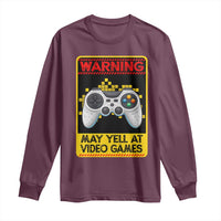 Funny Video Gamer Long Sleeve Shirt Warning May Yell At Video Games - Wonder Print Shop