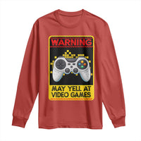 Funny Video Gamer Long Sleeve Shirt Warning May Yell At Video Games - Wonder Print Shop