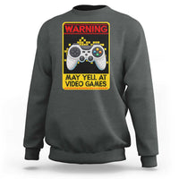 Funny Video Gamer Sweatshirt Warning May Yell At Video Games - Wonder Print Shop