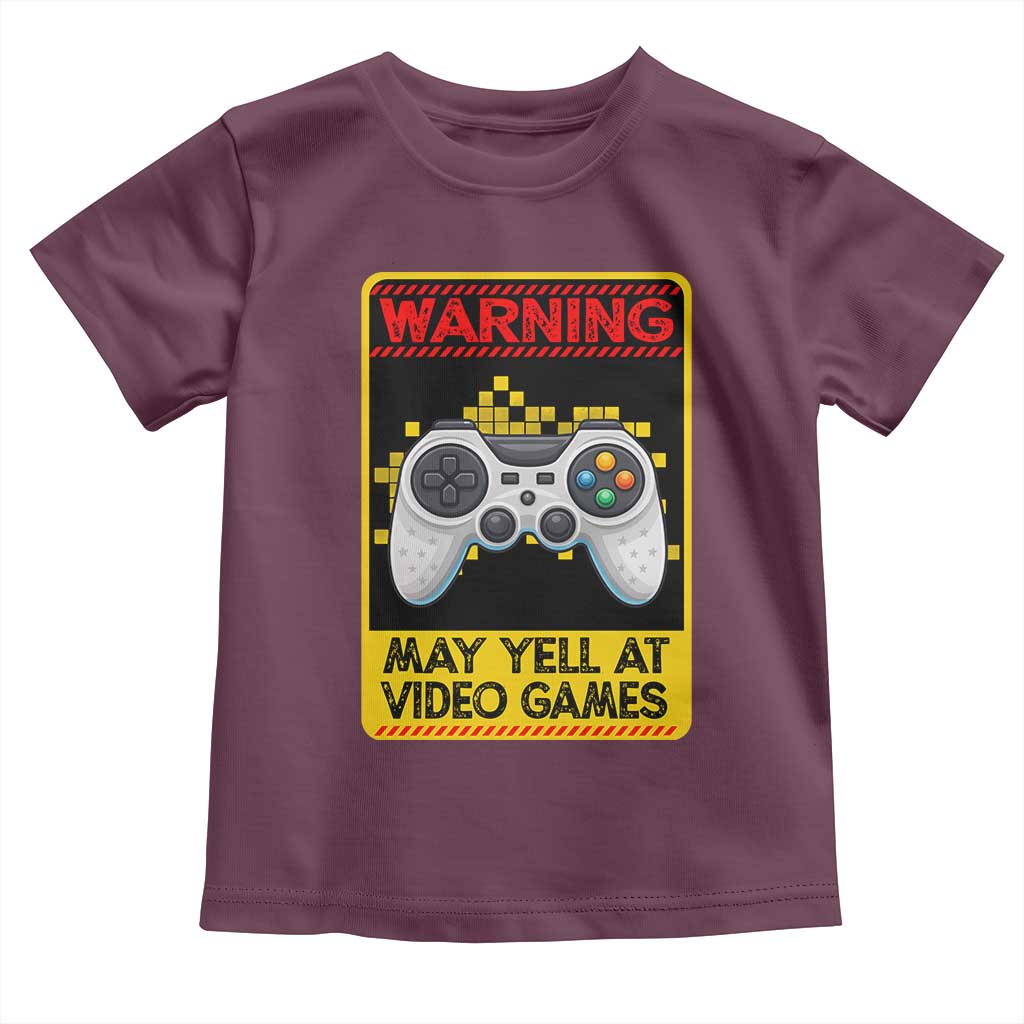Funny Video Gamer Toddler T Shirt Warning May Yell At Video Games - Wonder Print Shop