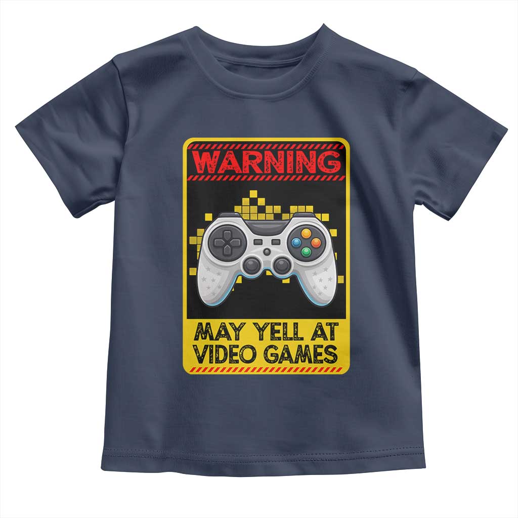 Funny Video Gamer Toddler T Shirt Warning May Yell At Video Games - Wonder Print Shop