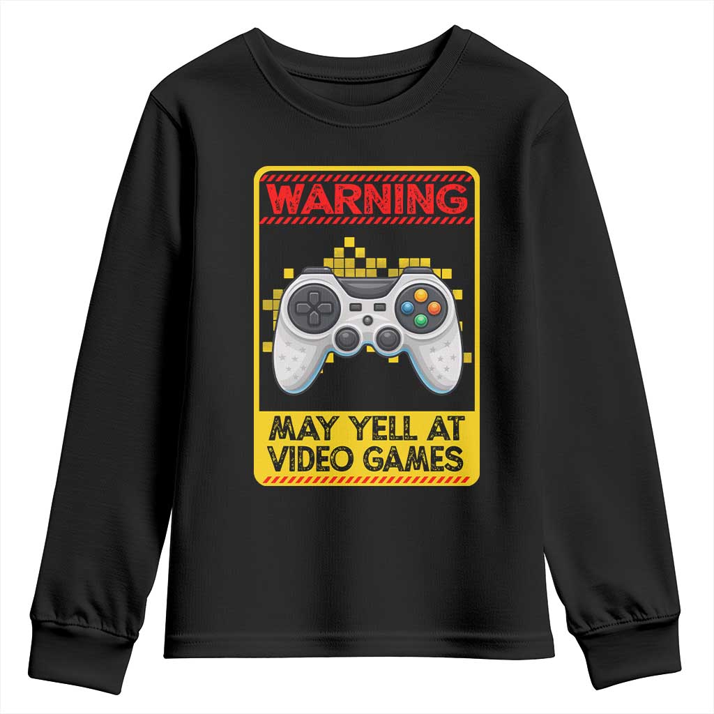 Funny Video Gamer Youth Sweatshirt Warning May Yell At Video Games - Wonder Print Shop