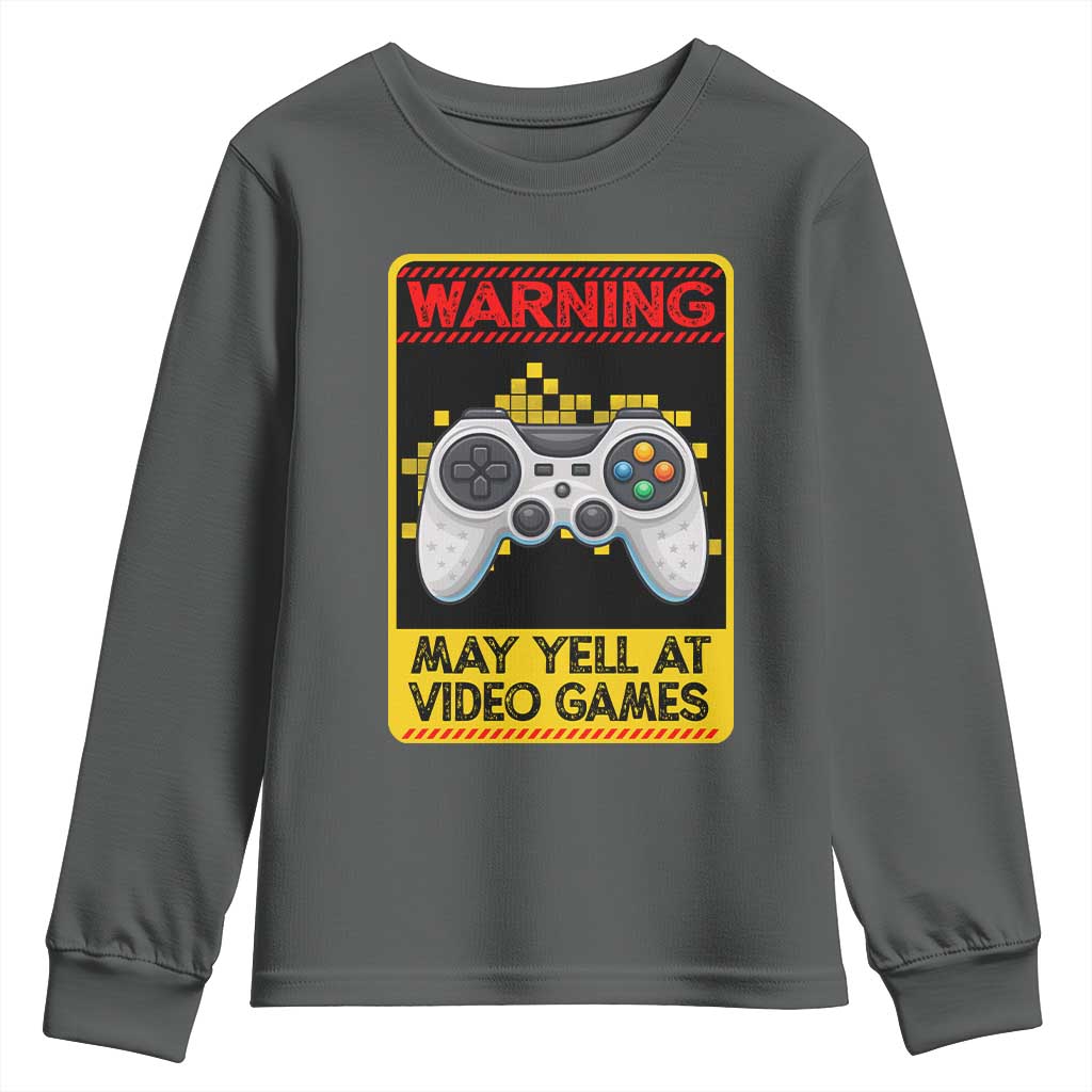 Funny Video Gamer Youth Sweatshirt Warning May Yell At Video Games - Wonder Print Shop